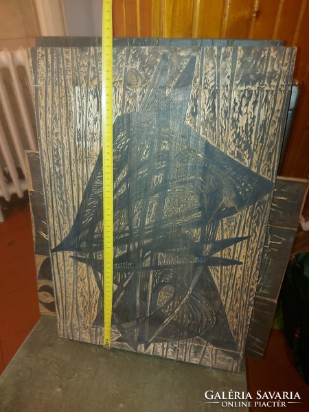 Diskay lenke (1924-1980), wooden block, size 52 x 35 cm