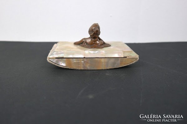 Art Nouveau mother-of-pearl and bronze desk decoration, antique tapper - 51593