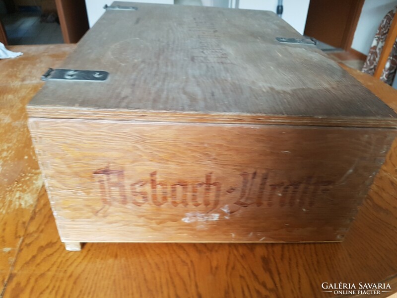 Old Asbach ruled brandy chest