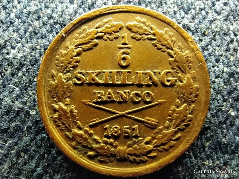 Svédország I. Oszkár (1844-1859) 1/6 Skilling banco 1851 (id62740)