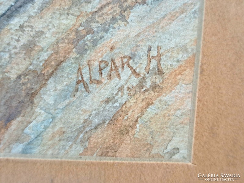 Folyóparti városkép - Alpár H jelzéssel régi akvarell