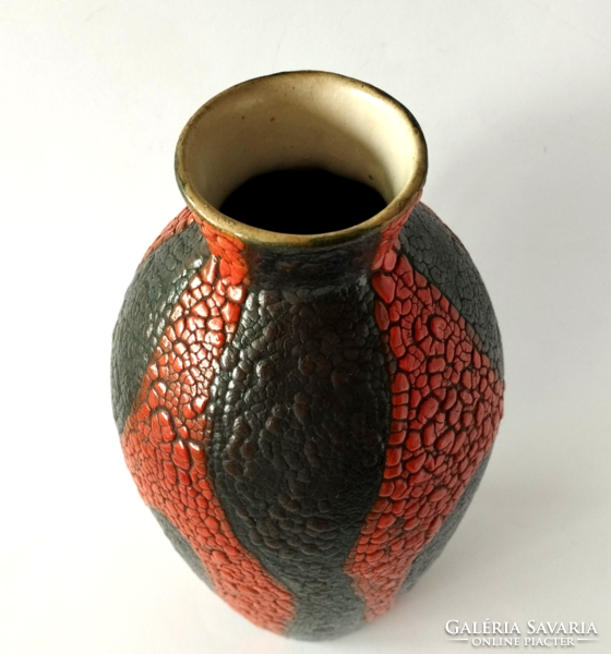 Mid-century modern applied art ceramic vase by B. Várdeák