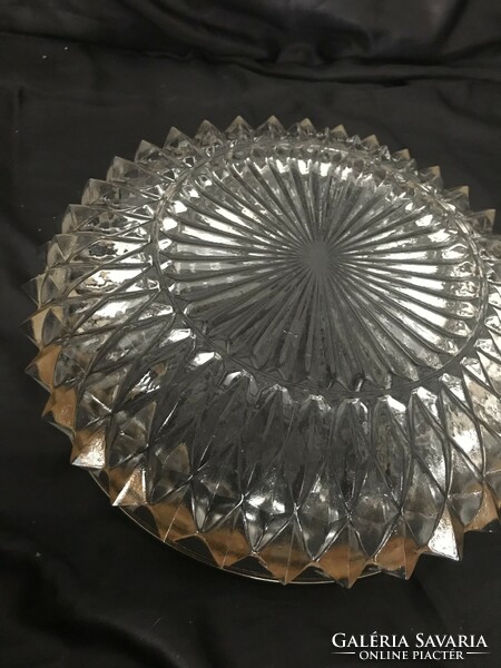 Art deco large serving bowl with silver-plated rim
