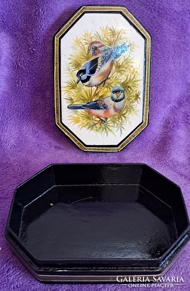 Antique lacquer box with birds, lacquered wooden gift box 3. (M4142)