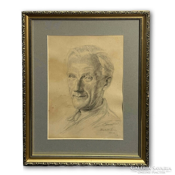Emanuel Béla (1879-1976) Férfi portré II., 1949 /grafit-papír/ (számlát adunk)
