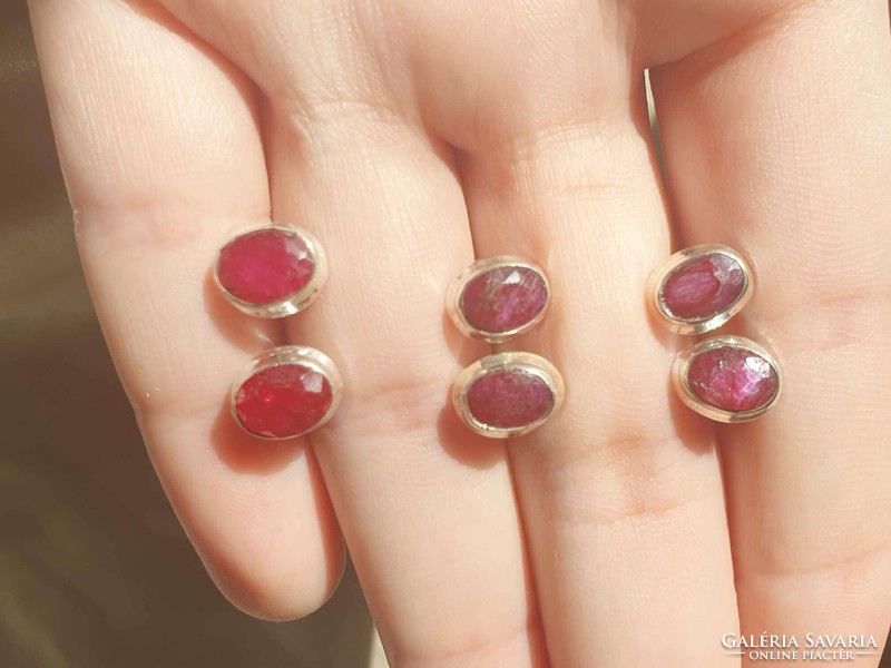 925 sterling silver earrings with a real natural raw ruby! They are not filled with glass!