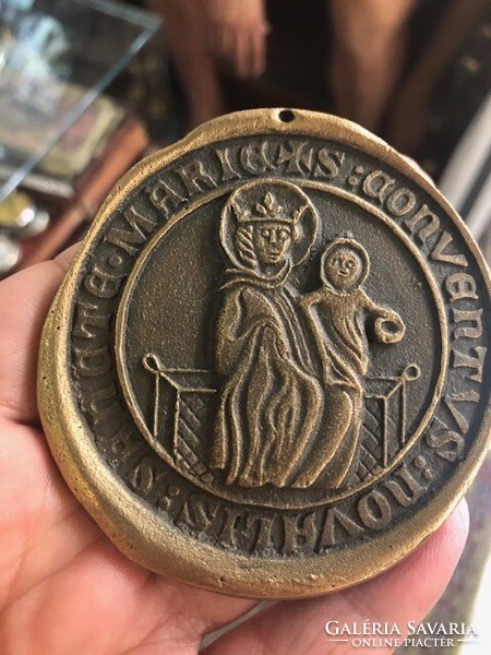 Memorial medal of St. Mary in bronze, xix. Century rarity, 7 cm