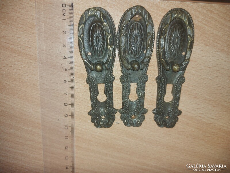 3 copper furniture handles with keyhole