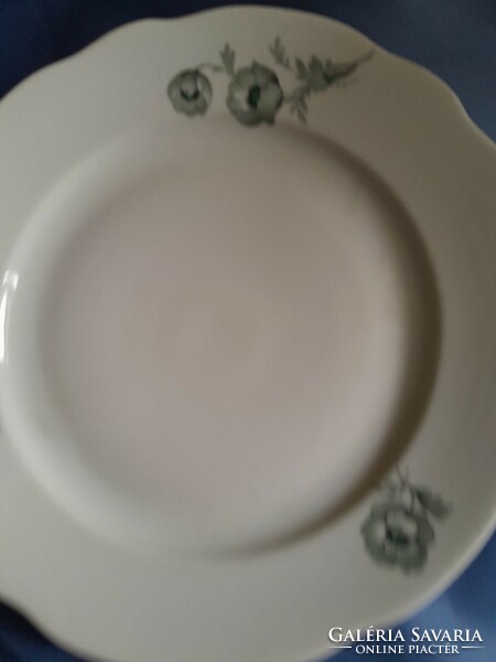 Zsolnay Zöld virágos  lapos tányér