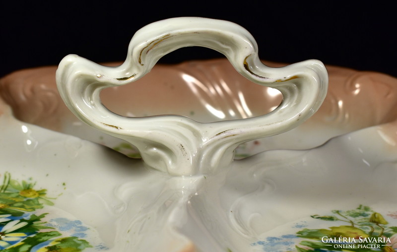Beautifully marked and old 3-compartment porcelain serving bowl!