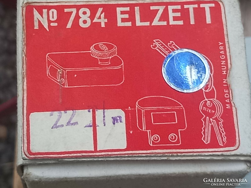 Regi retro biztonsági zár /biztonsági ajtóretesz, "ELZETT 784" modell dobozában