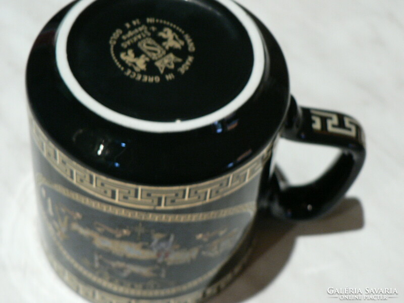 Greek scene mug with 24k gold decoration