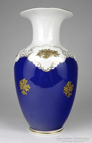 1O429 old gilded blue Reichenbach porcelain vase 23 cm