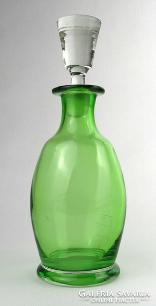 1O436 Régi zöld art deco dugós üveg 24 cm