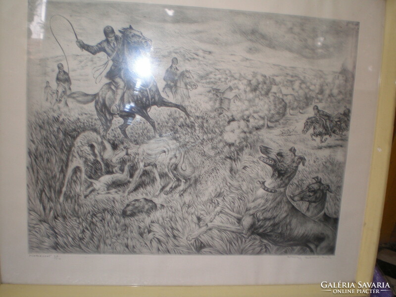 Huge big. Gábor Rádóczy Gyarmathy, greyhound farming. 26 / 100 , ! ! , Gallery etching