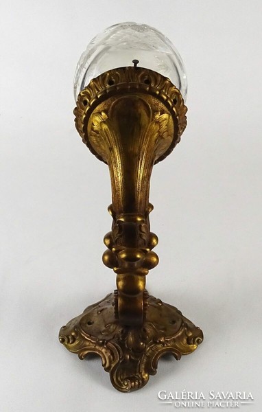 1O439 antique large bronze wall arm with crystal cover