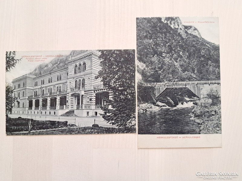 2 darab régi, antik Herkulesfürdő képeslap 1920-as évek