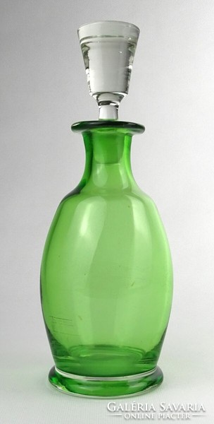 1O436 old green art deco corked glass 24 cm