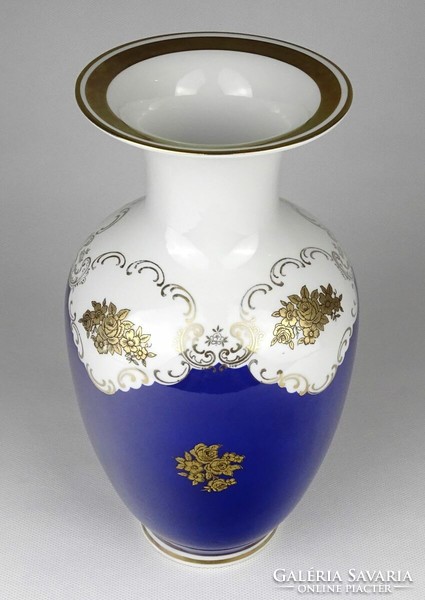 1O429 Régi aranyozott kék Reichenbach porcelán váza 23 cm