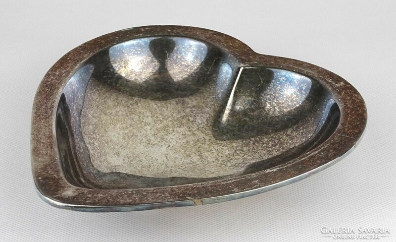 1O416 antique heart-shaped silver-plated bowl 16.5 Cm