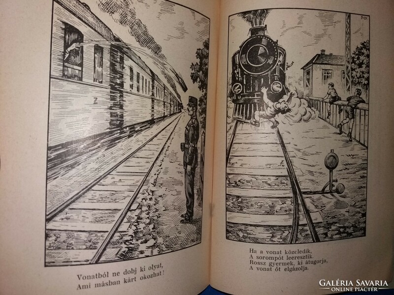 How can we avoid traffic accidents? (1928) Humorous cress with drawings by György Pál