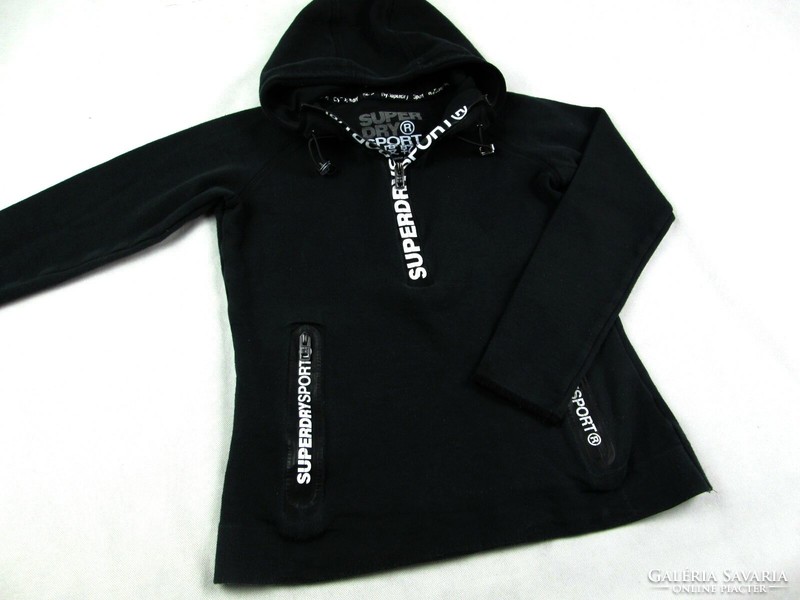 Original superdry sport (s) black long-sleeved women's hooded sport pullover