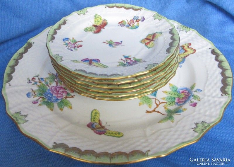Herend victoria pattern 6 nos. Biscuit porcelain set, also marked in the mass, 15.8, 28 Cm.