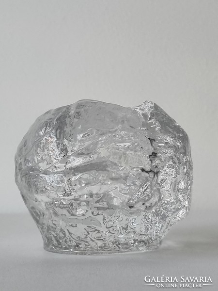 Vintage Kosta Boda  snowball jégüveg mécsestartó - Ann Wolff design ('70-es évek)
