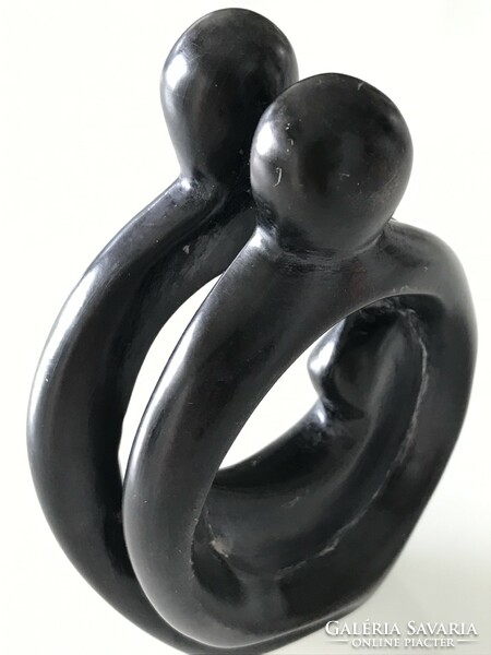 Sculpture made of grease stone with black matte enamel, 