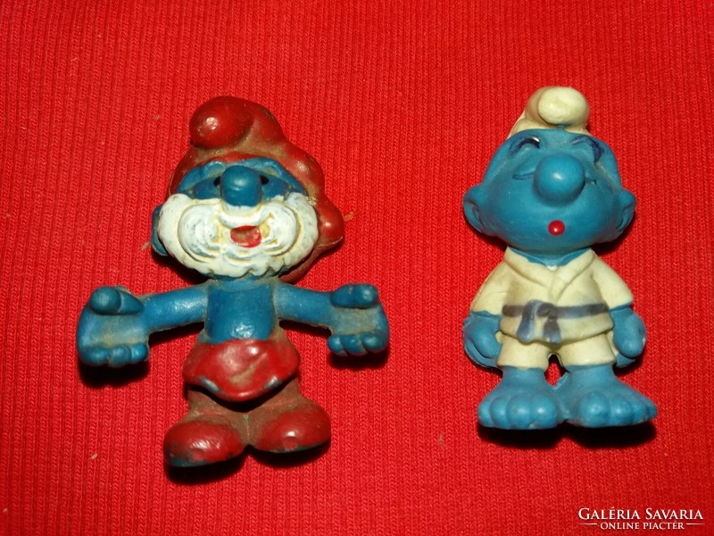 Old flea market bazaar goods Hungarian rubber hoops smurfs blue figurines smurf daddy - smurf in one according to pictures