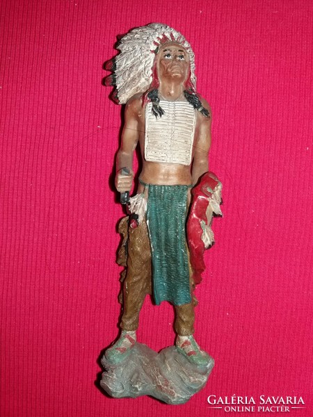 Észak amerikai álló csejenn indián főnök biszkvit figura-kézzel festett - képek szerint 17 cm