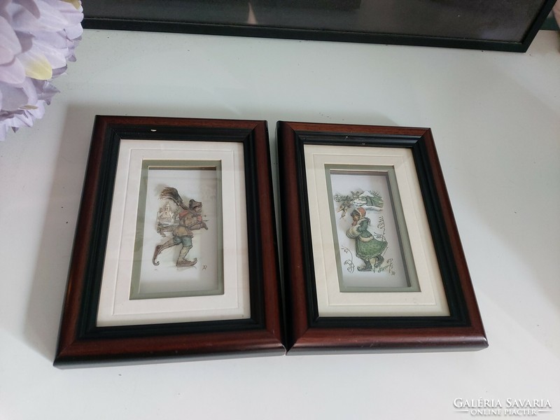 Charming, unique skating figures made in England in pairs in a nice frame living pictures 20.5x15