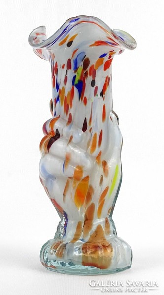 1O482 Régi különleges színes fújt üveg váza 22 cm