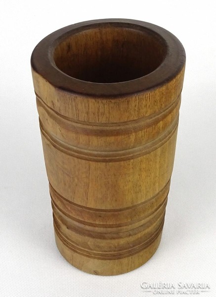 1O563 antique carved wooden mortar 19 cm