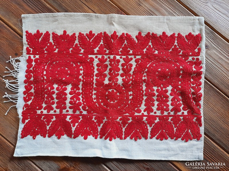 Old, antique ethnographic embroidered written pillow cover, 59 x 45 cm
