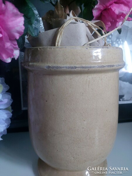 Csodaszép, nehéz (3.2 kg) régi vagy régiesnek kinéző mázas kaspó vagy váza