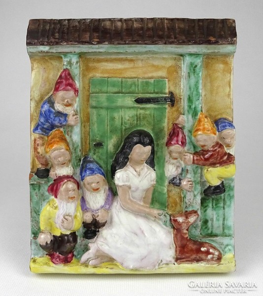 1O502 Snow White and the Seven Dwarfs wall ceramic 17 x 14 cm