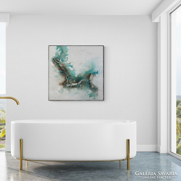 Andrea elek - aqua - abstract painting - 80x80 cm