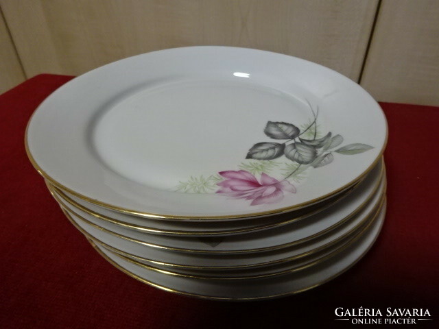 Alföldi porcelain, small plate with rose pattern, six pieces, new condition. Jokai.