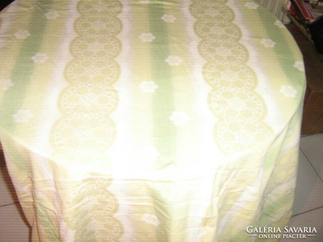 Antique green-yellow-white damask duvet cover