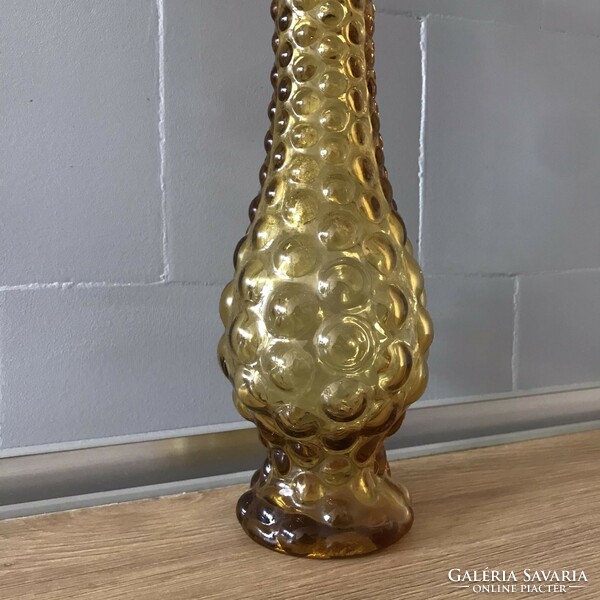 Amber colored bubble vase