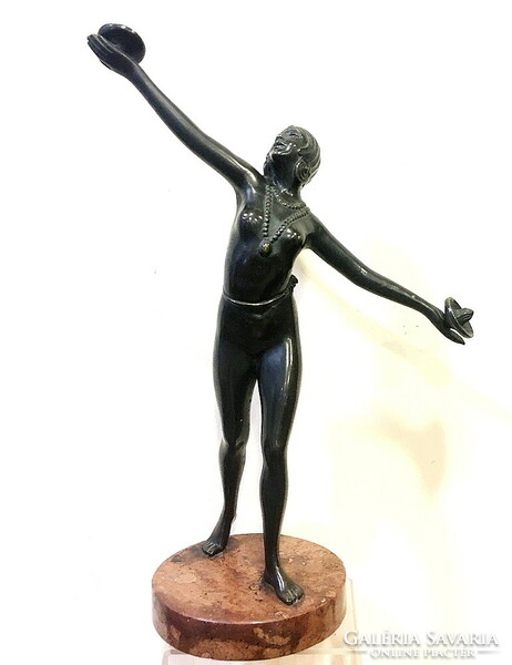 Art deco táncoslány,bronz szobor,1920-s évek