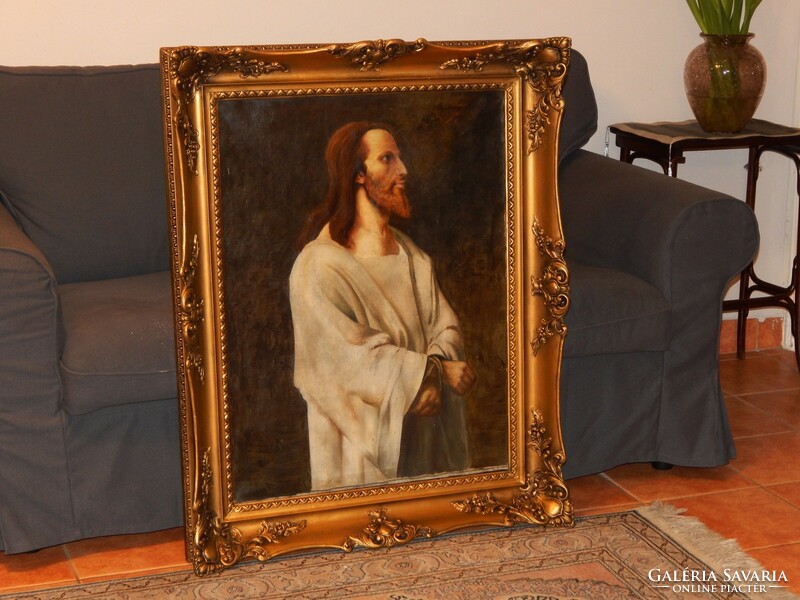 "Jézus Pilátus előtt" kiváló 80x60 cm-es olajfestmény szép és tekintélyes keretben