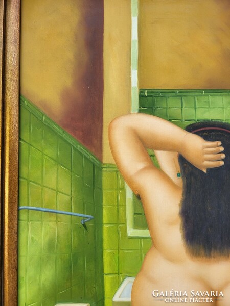 Botero style oil painting