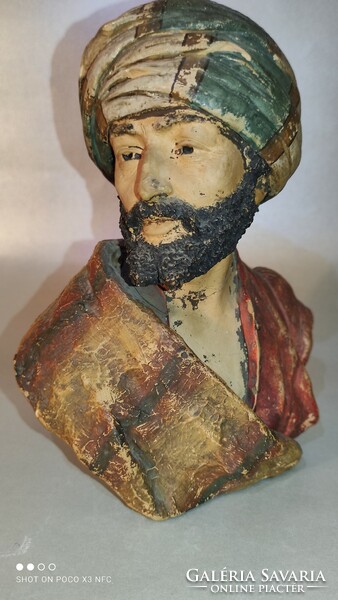Goldscheider turbaned terracotta ceramic male head marked original damaged