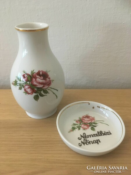 Hollóházi International Women's Day vase and bowl porcelain