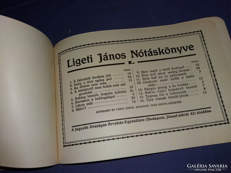 Antik Ligeti János (1895 - 1975 ) Nótáskönyve elfeledett nóták gyönyörű állapot a szerző kiadása