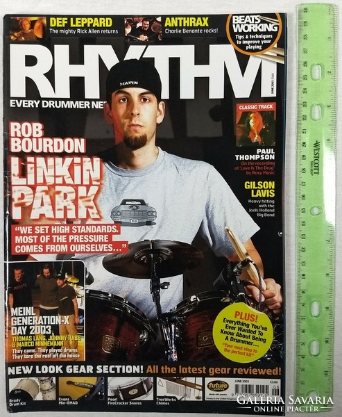 Rhythm magazine 03/6 linkin park def leppard anthrax gilson lavis paul thompson