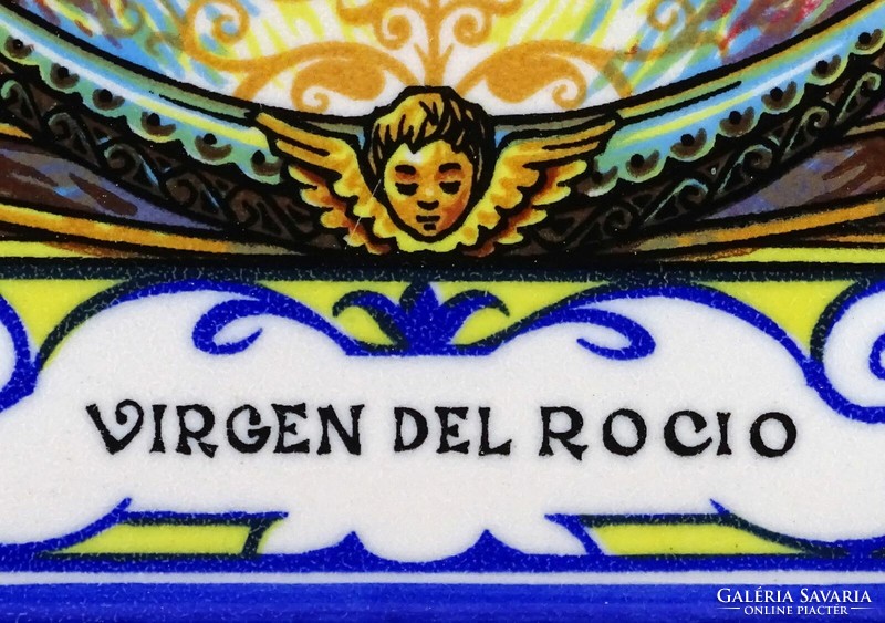 1O466 framed South Spanish tile picture virgen del rocio 36.5 X 22.5 Cm