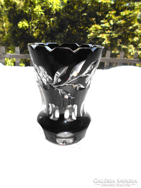 Vastag masszív  kristály  váza-  Bider stíl